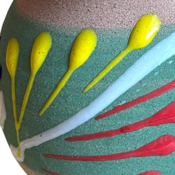 Collectible Mexican Clay Coffee Mug Hand-Painted Folk Art Floral Jarrito Pottery - Picture 5 of 8